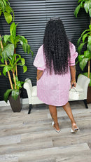 Mara Puff Sleeve Mini Dress(Pink) - Laine Collection