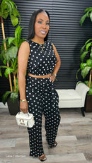 Afterglow Polka Dot Pants Set(Black) - Laine Collection