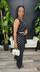 Afterglow Polka Dot Pants Set(Black) - Laine Collection