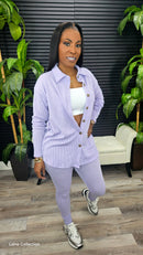 Here and Now Ribbed Leggings Set(Lavender) - Laine Collection