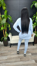 Here and Now Ribbed Leggings Set(Sky Blue)) - Laine Collection