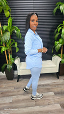 Here and Now Ribbed Leggings Set(Sky Blue)) - Laine Collection