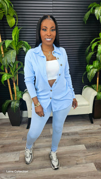 Here and Now Ribbed Leggings Set(Sky Blue))