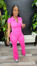 Keep It Cool Flare Pants Set(Fuchsia) - Laine Collection