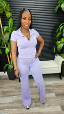 Keep It Cool Flare Pants Set(Lavender) - Laine Collection