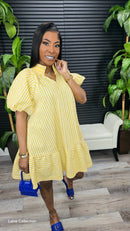 Daytime Puff Sleeve Mini Dress(Yellow) - Laine Collection