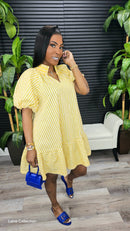 Daytime Puff Sleeve Mini Dress(Yellow) - Laine Collection