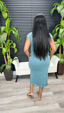 Melina Midi Dress(Dark Teal) - Laine Collection