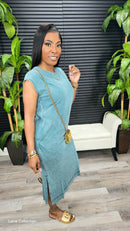 Melina Midi Dress(Dark Teal) - Laine Collection