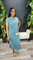 Melina Midi Dress(Dark Teal) - Laine Collection