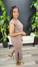 Melina Midi Dress(Chocolate) - Laine Collection