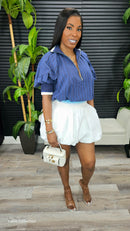 Another Day Bubble Skort Set (Navy) - Laine Collection