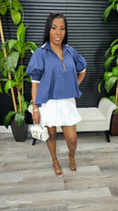 Another Day Bubble Skort Set (Navy) - Laine Collection