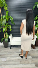Melina Midi Dress(Dark Taupe) - Laine Collection
