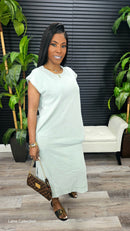 Melina Midi Dress(Sage Green) - Laine Collection