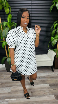Move Aside Puff Sleeve Polka Dot Mini Dress