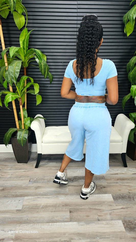 MINERAL WASH MONEY DEPT SCOOP TOP & BERMUDA SHORT SET - Laine Collection