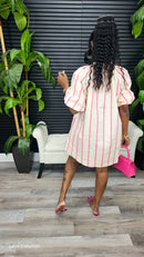 Puff-Sleeve Mini Shift Dress - Laine Collection