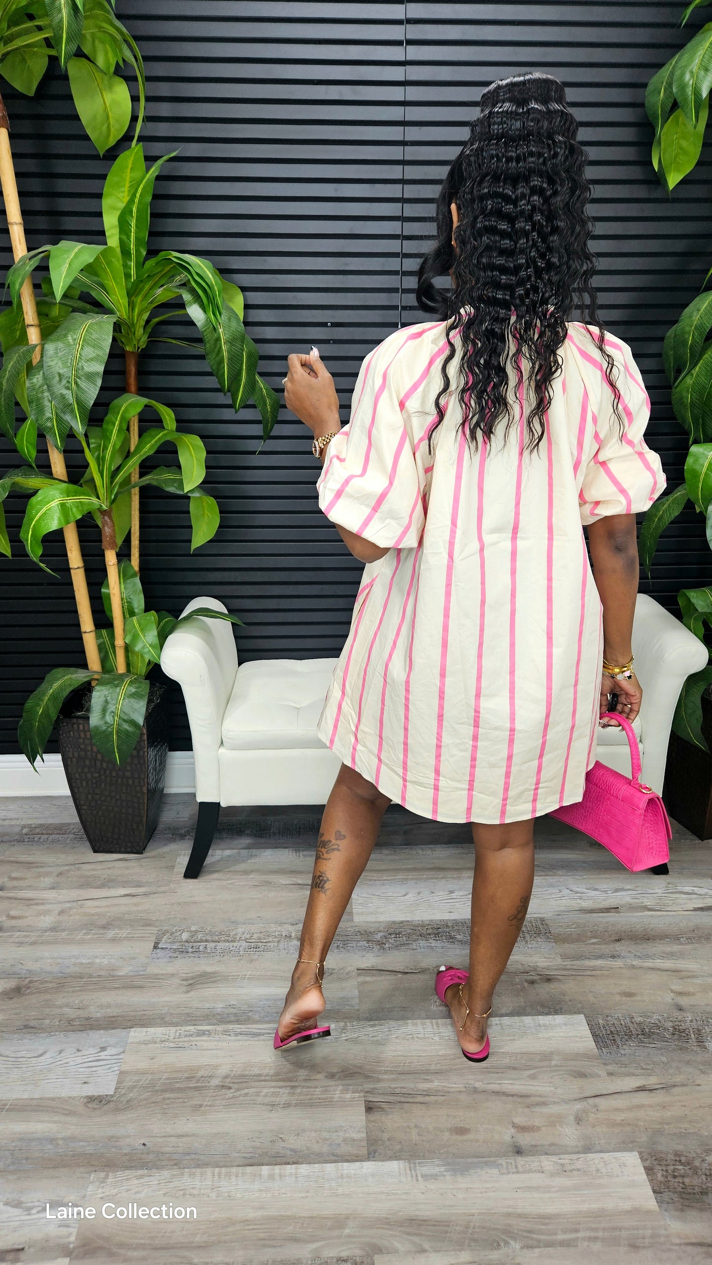 Puff-Sleeve Mini Shift Dress - Laine Collection