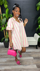 Puff-Sleeve Mini Shift Dress - Laine Collection