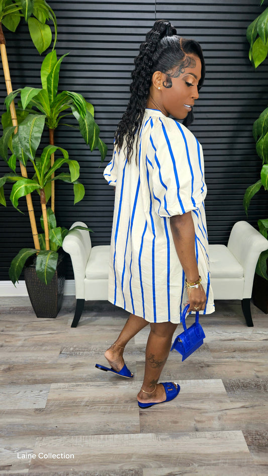 Puff-Sleeve Mini Shift Dress - Laine Collection