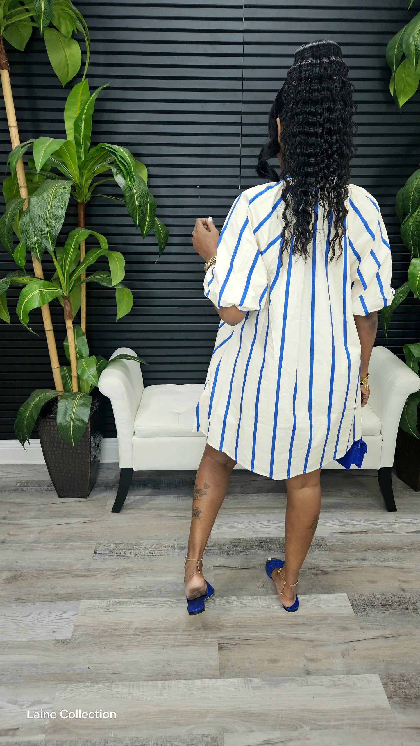 Puff-Sleeve Mini Shift Dress - Laine Collection