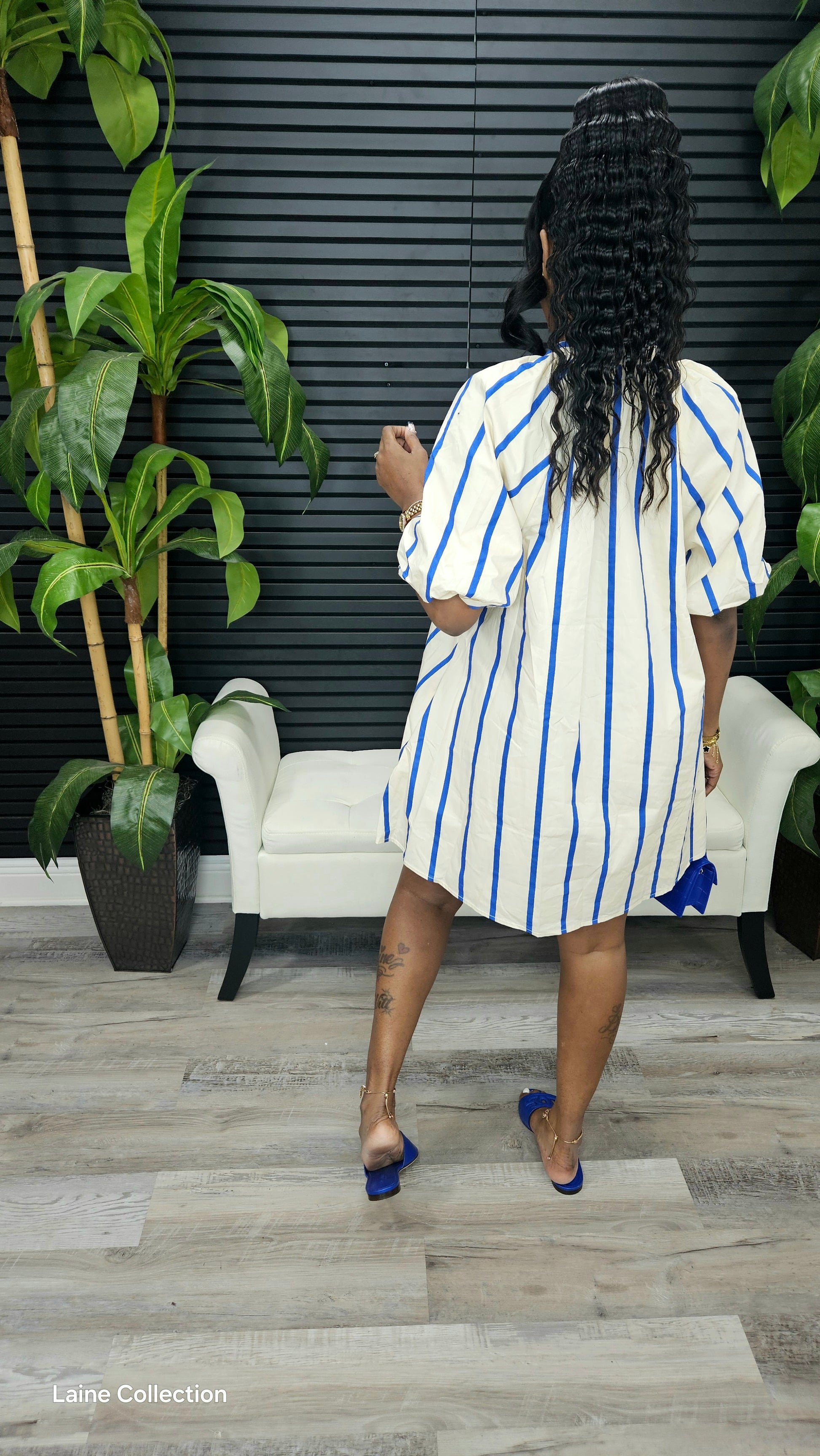 Puff-Sleeve Mini Shift Dress - Laine Collection