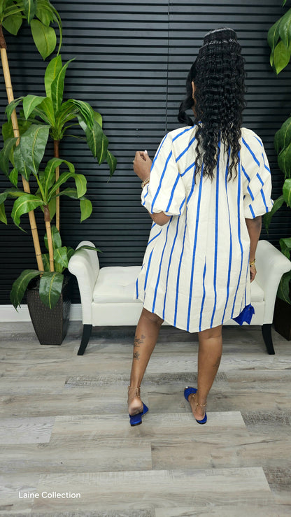 Puff-Sleeve Mini Shift Dress - Laine Collection