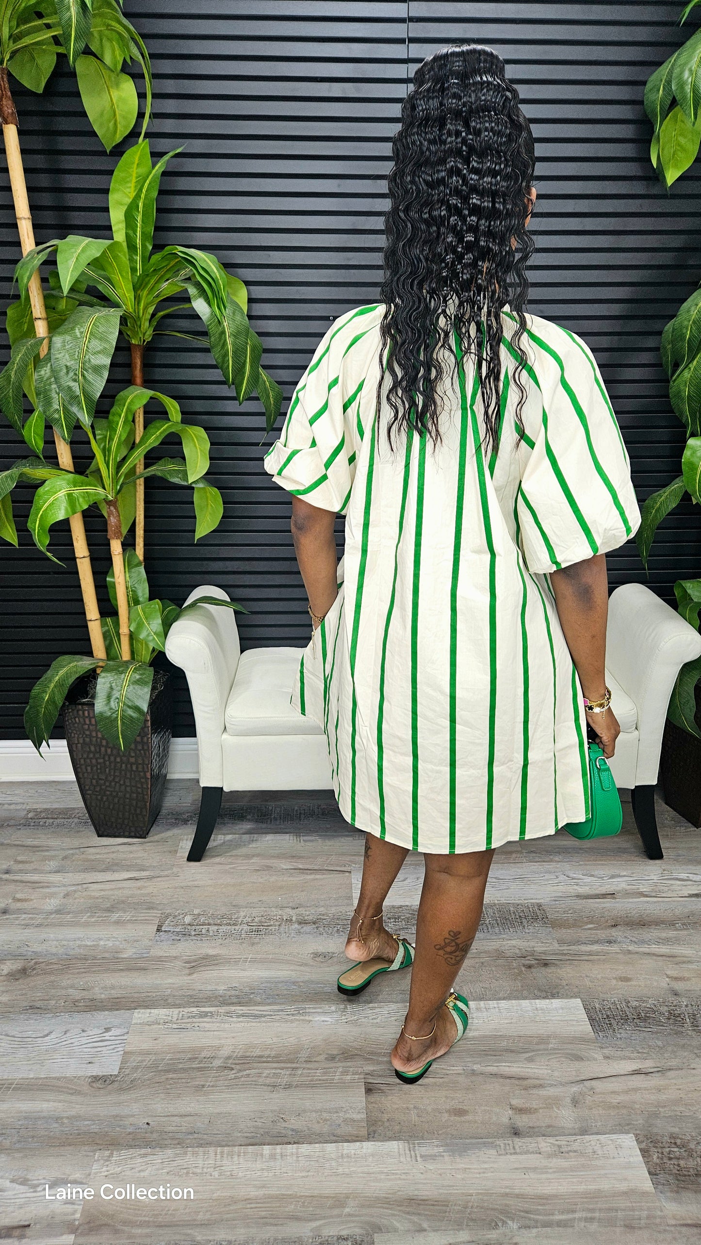 Puff-Sleeve Mini Shift Dress - Laine Collection