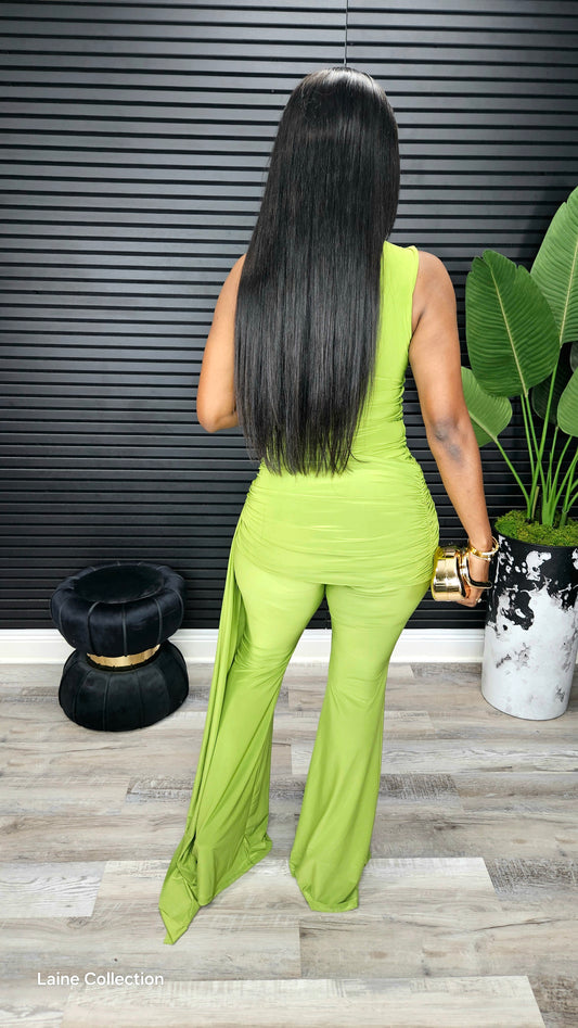 Jinve Wrap Drape Pants Set (Green) - Laine Collection