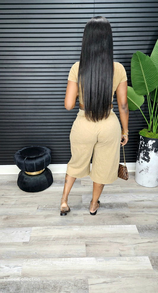 Pure Comfort Bermuda  Short Set(Latte) - Laine Collection