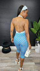 Pretty Poised Polka Dot Jumpsuit (Blue)