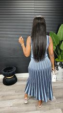 Goddess Pinstripe Knit Midi Dress