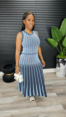 Goddess Pinstripe Knit Midi Dress