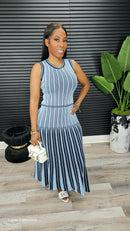Goddess Pinstripe Knit Midi Dress