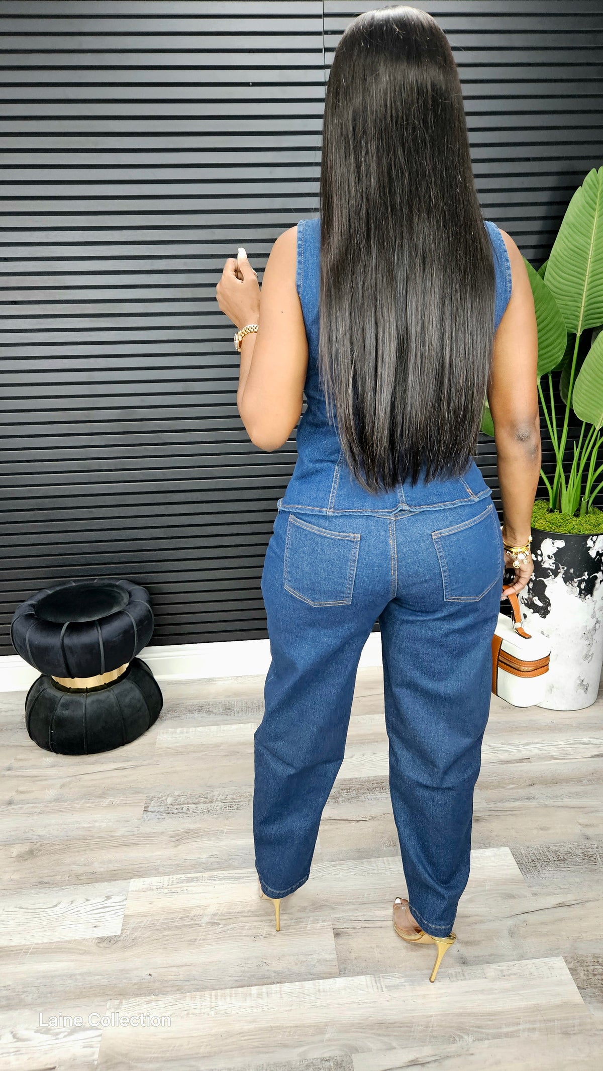 Sleeveless Buttoned Denim top Outfit - Laine Collection