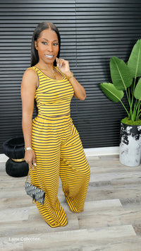 Sunset Striped Knit Pant Set(Mustard)Restock Ship Out 6/10-6/12
