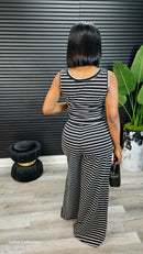 Sunset Striped Knit Pant Set(Black) - Laine Collection
