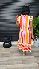 Pleasures Flutter Stripe Midi Dress - Laine Collection
