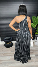 Signature Maxi Polka Dot Dress(Black) - Laine Collection