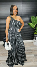 Signature Maxi Polka Dot Dress(Black) - Laine Collection