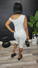 Polka Babe Capri Set(White) - Laine Collection