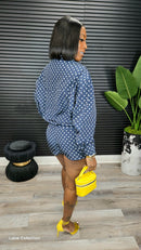 Glow Getter Polka Dot Shorts Set (Navy) - Laine Collection
