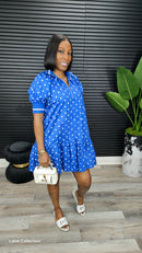 Power Puff Sleeve Mini Dress(Royal) - Laine Collection
