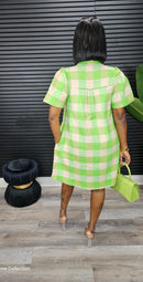 Checkered Breeze Mini Dress(Lime) - Laine Collection