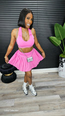 Heartbreaker Skorts Yoga Set(Pink) - Laine Collection