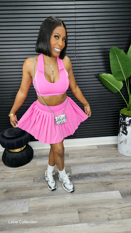 Heartbreaker Skorts Yoga Set(Pink) - Laine Collection