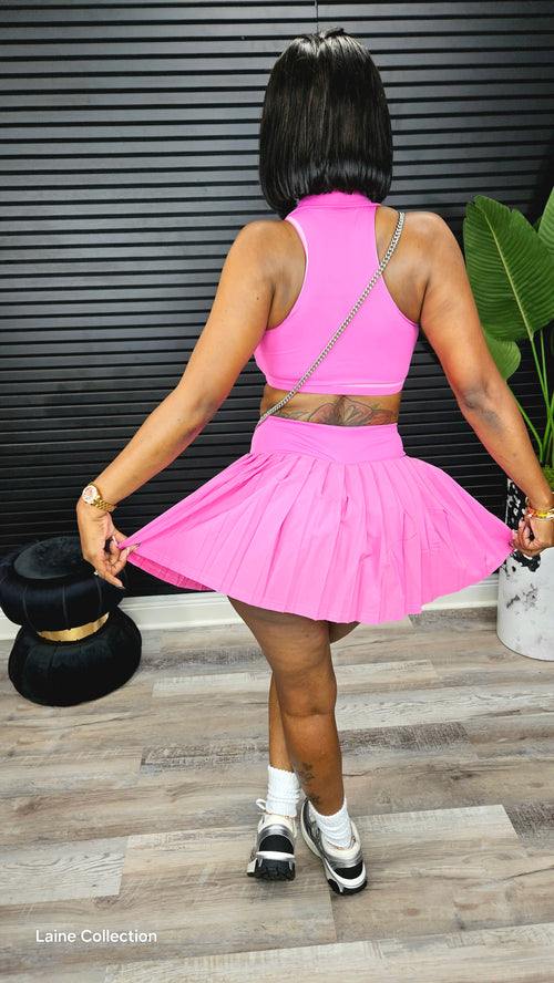 Heartbreaker Skorts Yoga Set(Pink) - Laine Collection