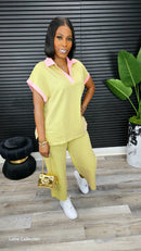 Serenity Sunset Pants Set(Lime) - Laine Collection