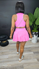 Heartbreaker Skorts Yoga Set(Pink) - Laine Collection